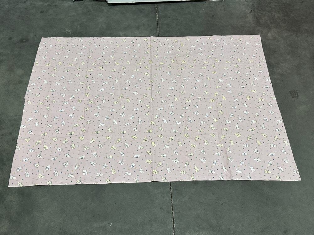 Pink Flat Fabric 80s 90s with Cute White Rabbits 43x59" Fabric Panel Bedding Se